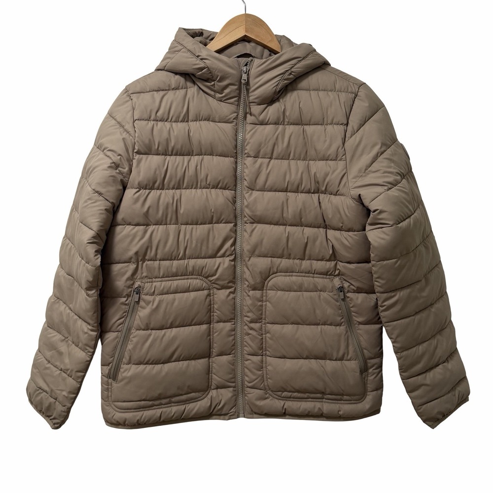Hollister Men's Lightweight Thermore Hooded Puffer Jacket Size S Brown Outdoors‎